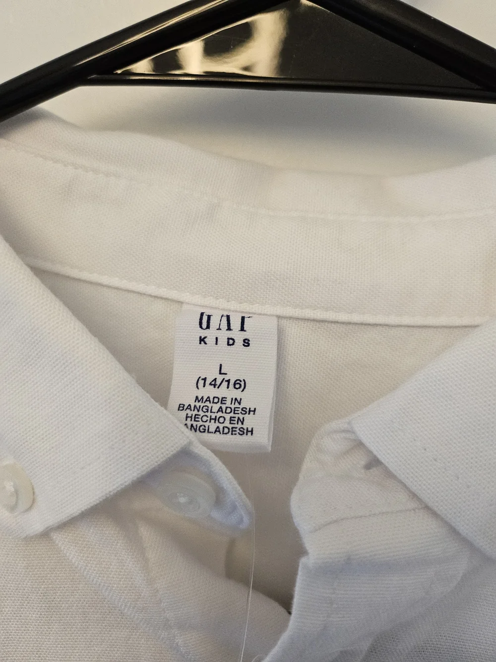 NEW GAP Classic White Oxford Shirt - Button-Down Shirt Large 14/16